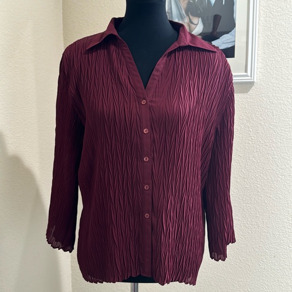 EK Designs Burgundy Blouse - Picture 1 of 4